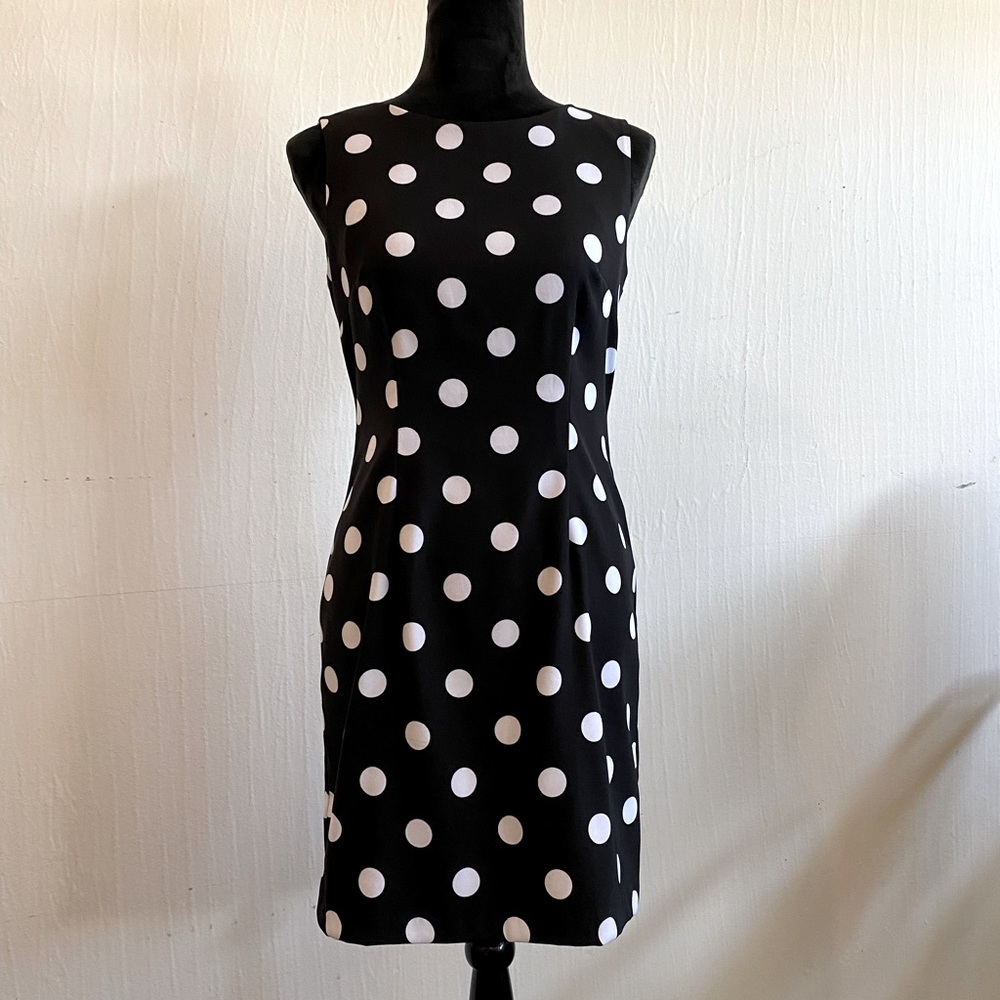 Black and white polka dot tank top dress